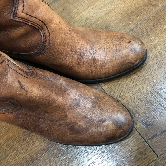 Lucky Brand Leather Cowboy Boots Women’s Size 8.5 Distressed Look - Picture 5 of 11